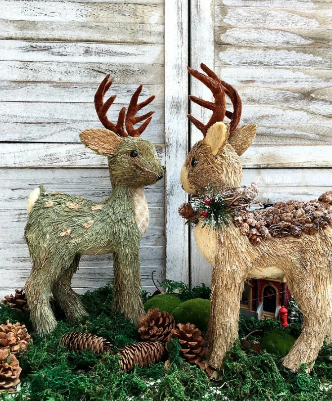 Straw Reindeer Elk,High Quality,Cothing Sen American Village Christmas Decoration,Wedding Gift Props,Photography,Shooting Prop