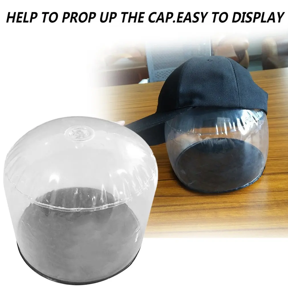 Air Inflation Hat Display Wig Head Holders PVC Transparent Hat Holder Support Cap Holder Support Prop Open Up Display Cap Holder