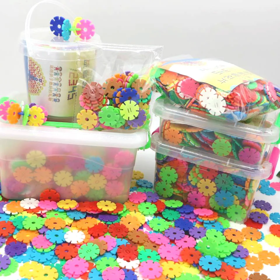 60/100/200pcs Early Education Insert Bag Snowflake Buliding Block Set Baby Puzzle Plastic Assembling Buliding Blocks Toys DDJ