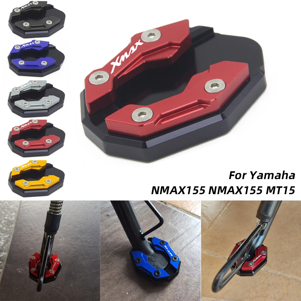 XMAX300 NMAX155 MT15 CNC Motorcycle Kickstand Side Stand Enlarge Foot Extension Pad For Yamaha NMAX 155 XMAX 300 MT-15 2015-2021