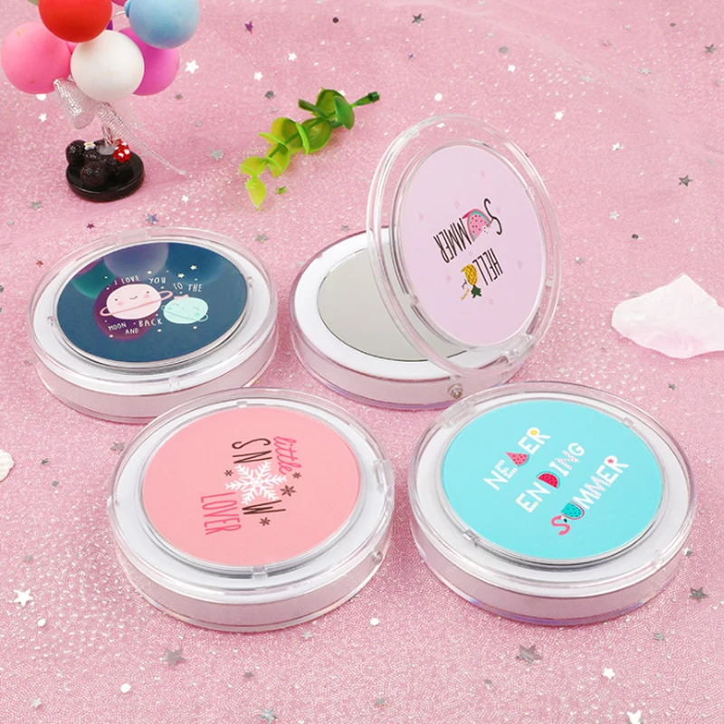 Mini miroir de maquillage rond Portable LED, avec lentille de remplissage de lumière, pour fille, pliable