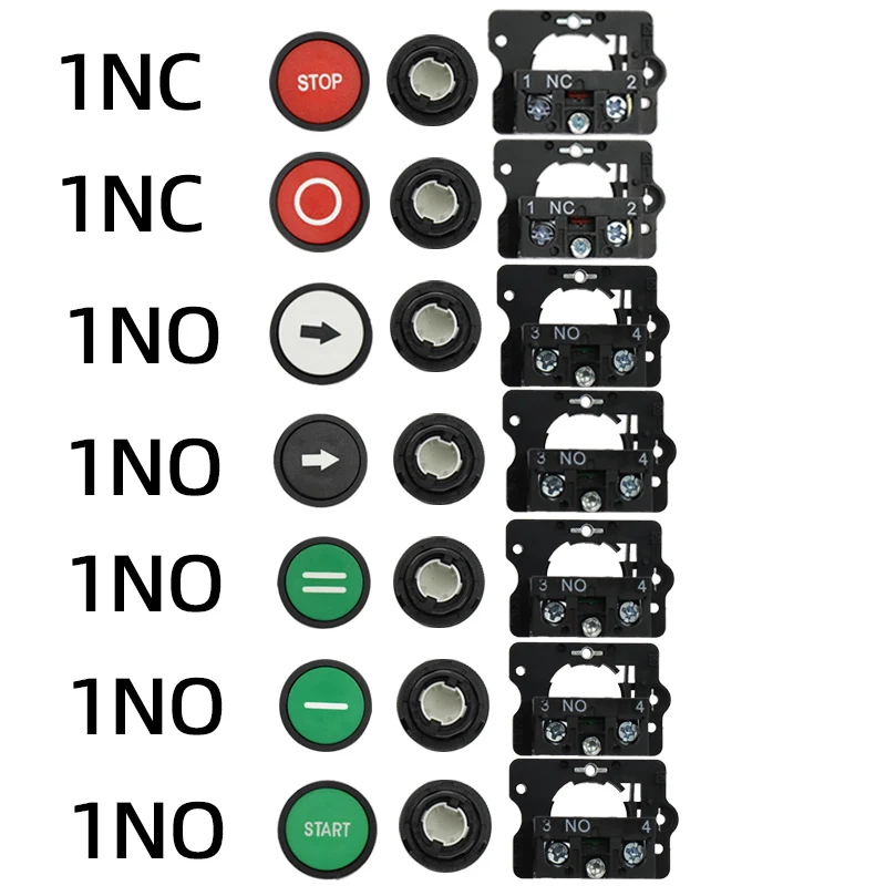 22mm Start Stop Button With The Arrow Symbol XB2 Flat Touch Switch Button Momentary Button Switch Plastic Red/Green Push Buttons