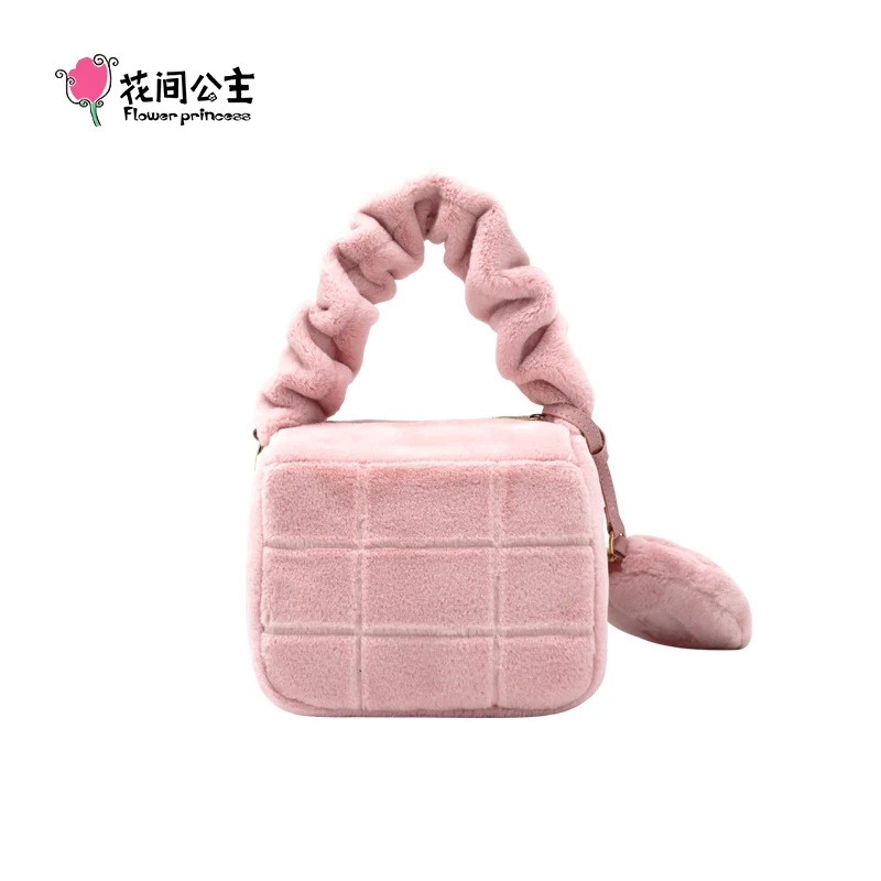 Flower Princess Artist Women's Bag Autumn/Winter New Plush Trend 2024 Fashion Pink Female Crossbody Small Handbag Square Bag