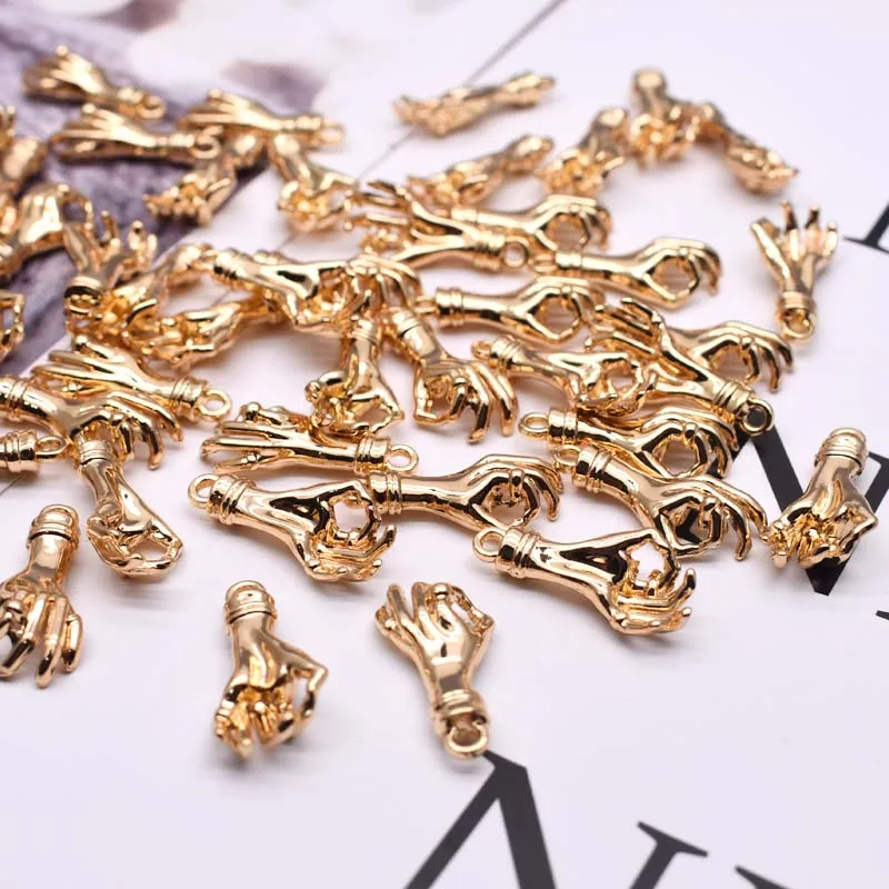 High-quality Metal Alloy Gold Color Charms OK Hand Charms Pendants For Jewelry Making Findings DIY Necklace Bracelet Accessaries