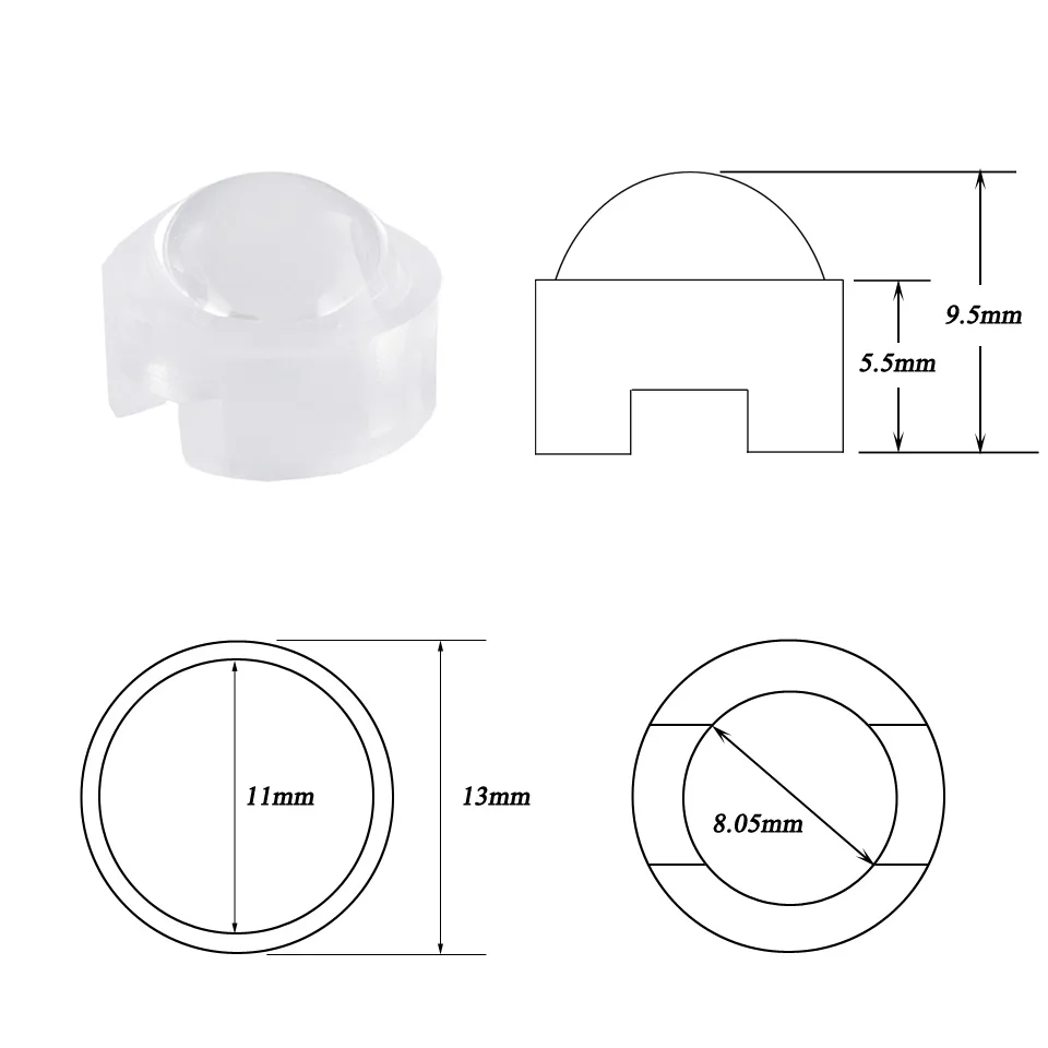 10pcs 13mm 1W 3W Mini LED Lens 15/20/30/45/60/90/120Degree Mini LED PCB Angle Lens Convex Lenses For 1W 3W 5W LED Grow Light