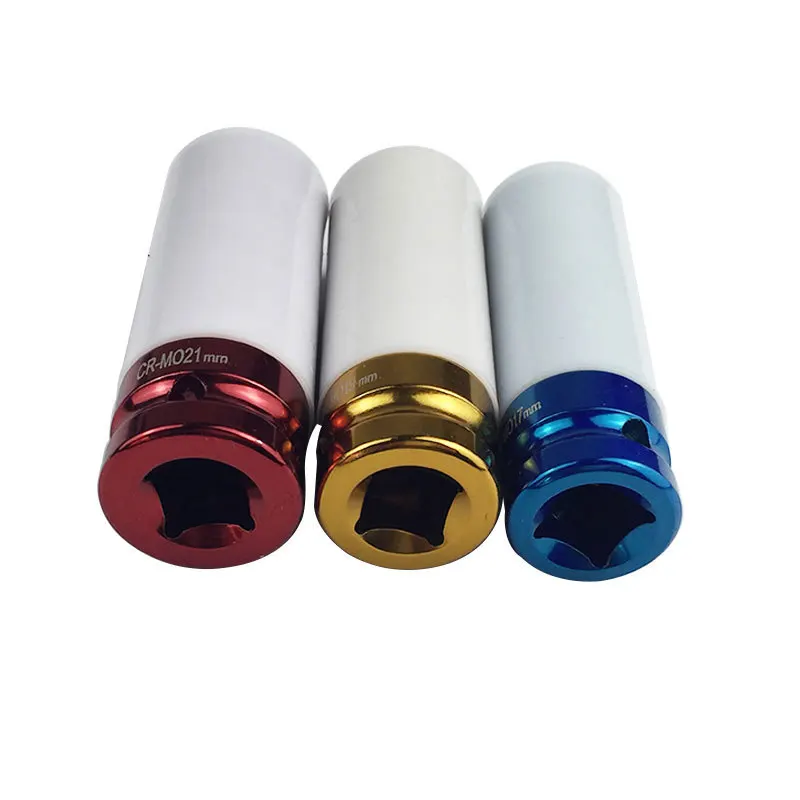 17 /19/ 21mm Colorful Sleeve Tire Protection Sleeve Wall Deep Impact Nut Socket Alloy Wheel