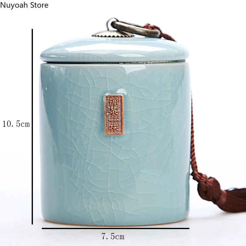 Household Tea Box Ceramic Pot Storage Sealed Pot Coffee Storage Pot Living Room Coffee Table Decoration Kitchen Grain Dispenser