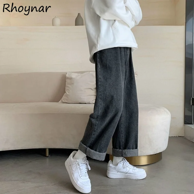 

Jeans Women Wide Leg Trousers Solid Pocket Loose Chic Korean Fashion Casual High Waist Streetwear Harajuku Ins Hot Sale Simple