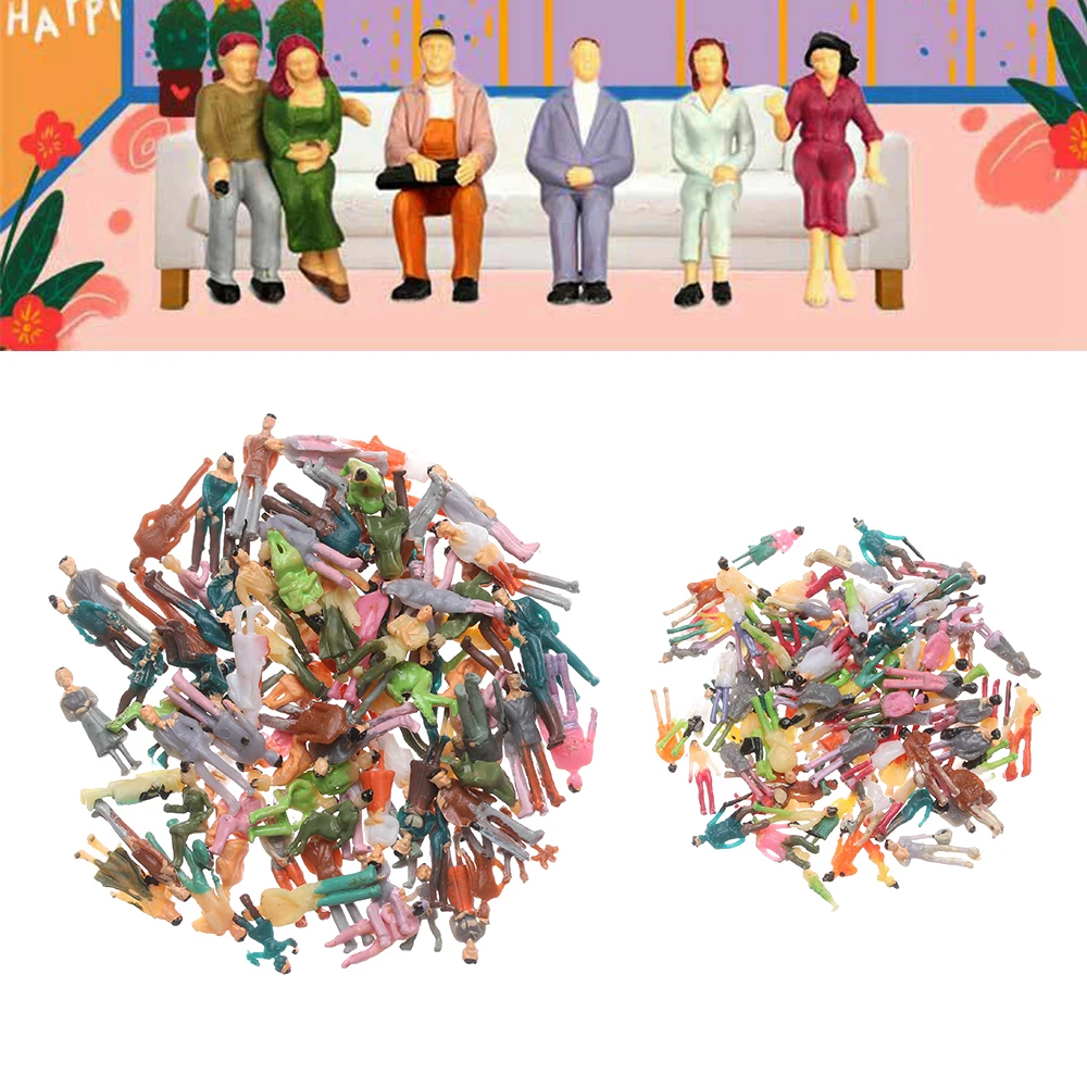100 قطعة/الحزمة نموذج أرقام بناء الناس الركاب قطار مشهد 1:100/1:150 مقياس مختلط اللون تشكل نموذج الناس
