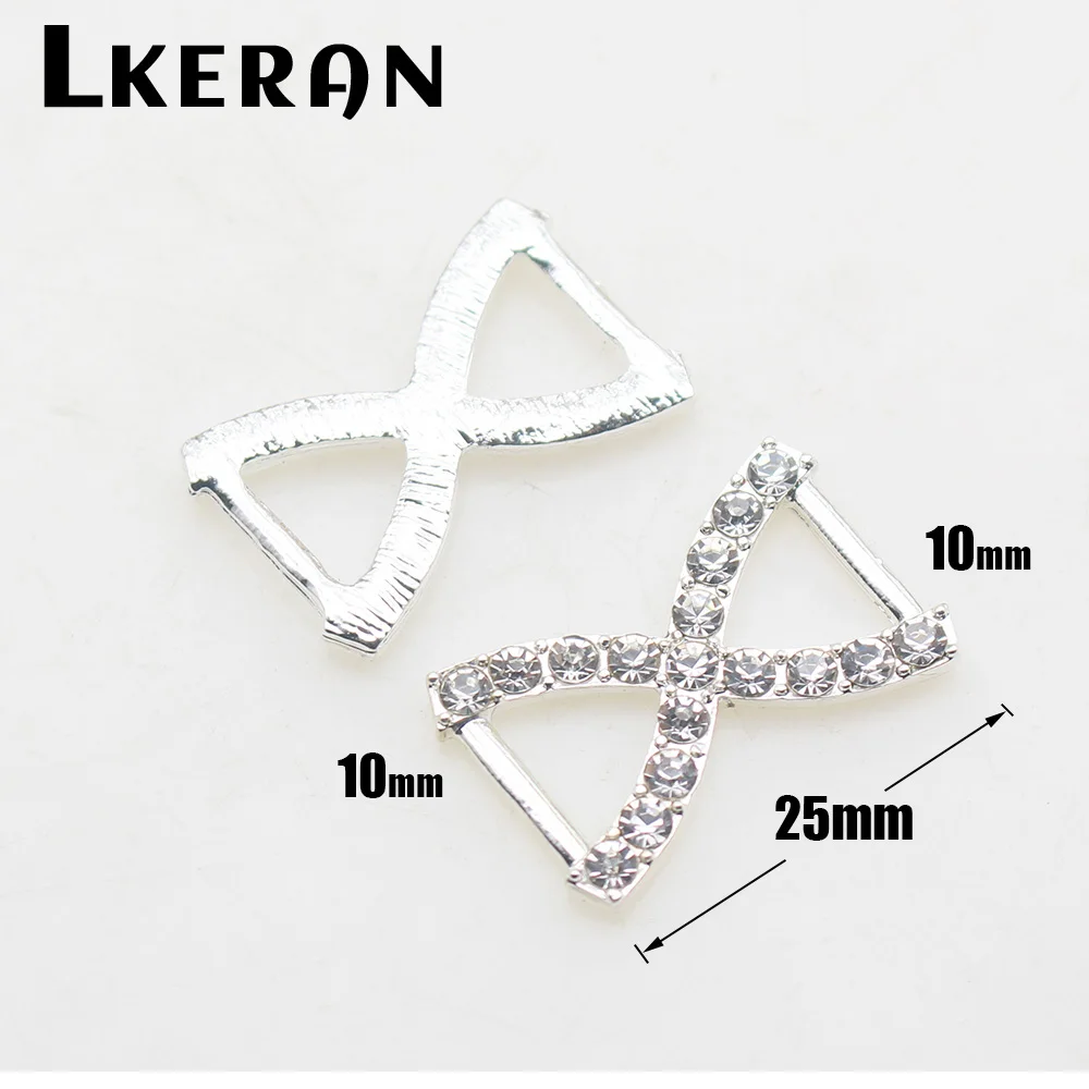 LKERAN 10Pcs 25MM H-Shape Rhinestone Alloy Buckles Craft For Diy Ribbon Crystal Decoration Belt Rings Sewing Accessories