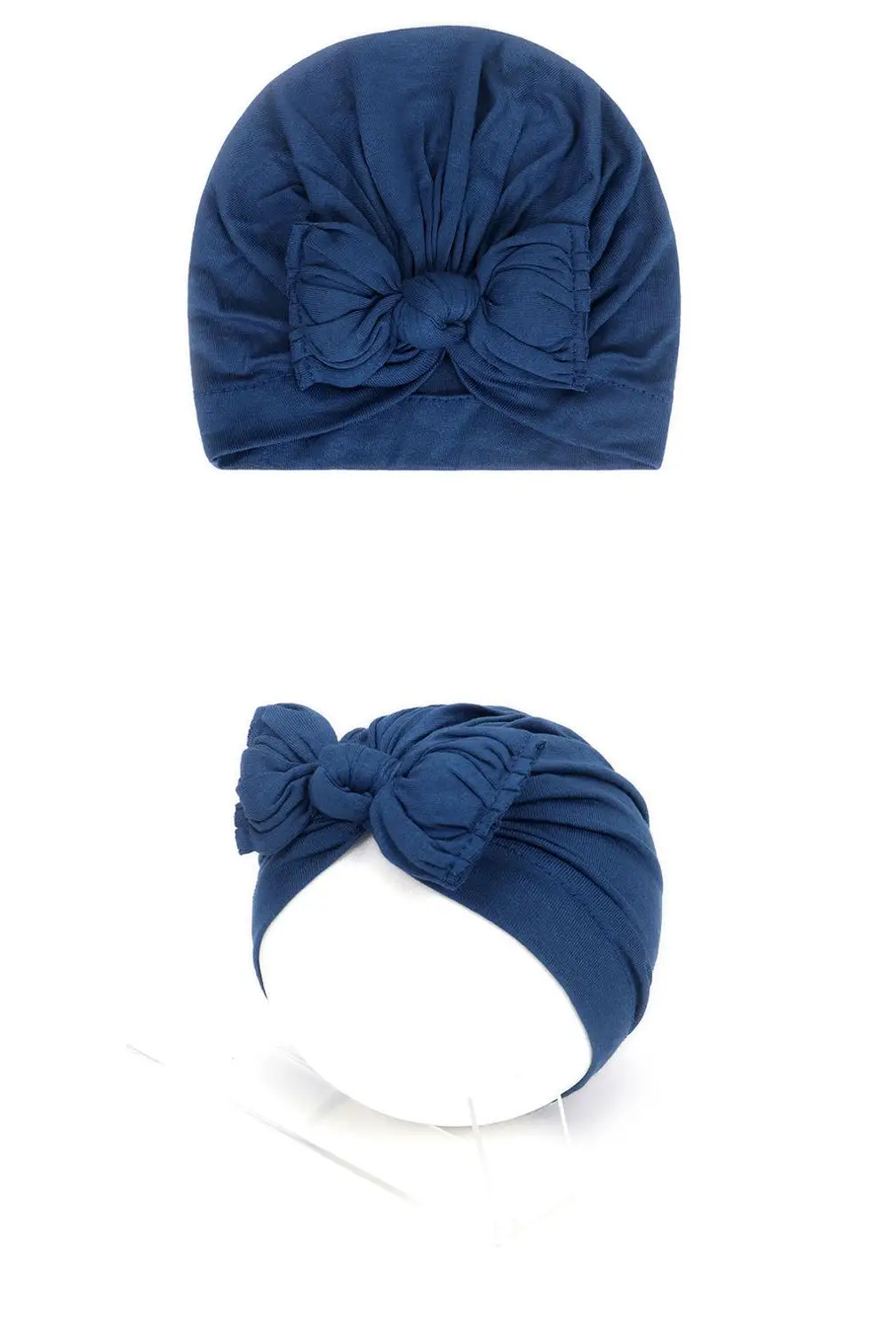 Turbante con lazo para bebé, gorro de algodón con nudo superior, regalo para Baby Shower, 14 unids/lote