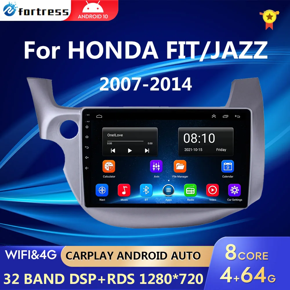 2 din Android 10.0 Car Radio For HONDA FIT JAZZ 2007-2013 Multimedia Video Player Mirror Connection Split Screen Head unit