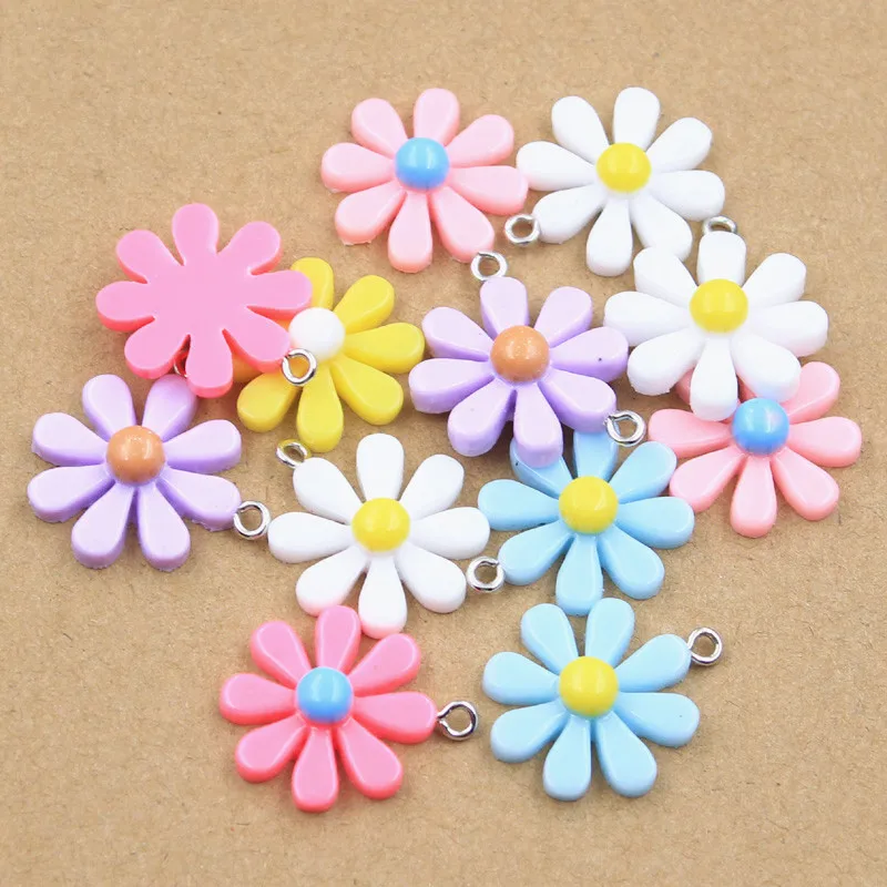 10pcs Charms Colorful Flower Sunflower Daisy Pendants Crafts Making Findings Handmade Jewelry DIY for Earrings Necklace