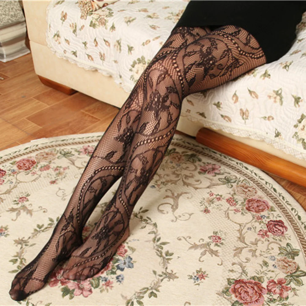 Women\'s Lady Sexy Black Fishnet Pattern Jacquard Stockings Pantyhose Tights Sexy Black Fishnet Pattern Jacquard Stockings