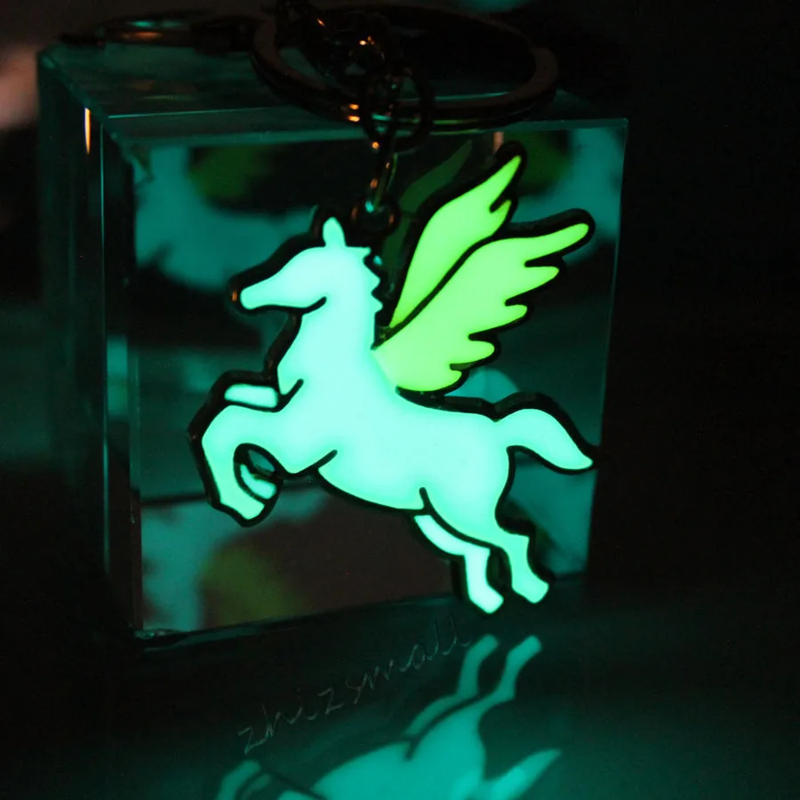 Pegasus Keychain Lady Couple Bag Unicorn Keyring GLOW In The DARK Fashion Charm Keychain