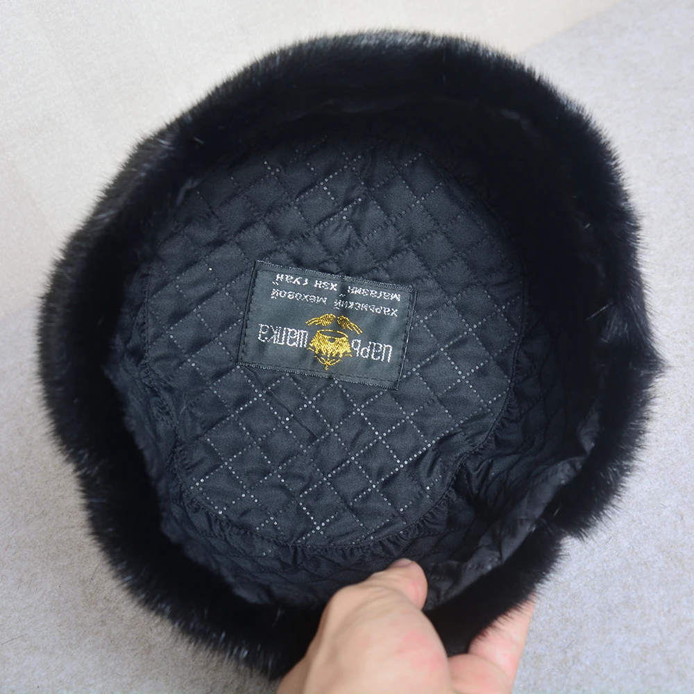 Men Luxury Real Mink Fur Hat Men Hunter Mink Fur Caps 100% Genuine Natural Mink Fur Hat Fashion Natural Mink Fur Ushanka Cap