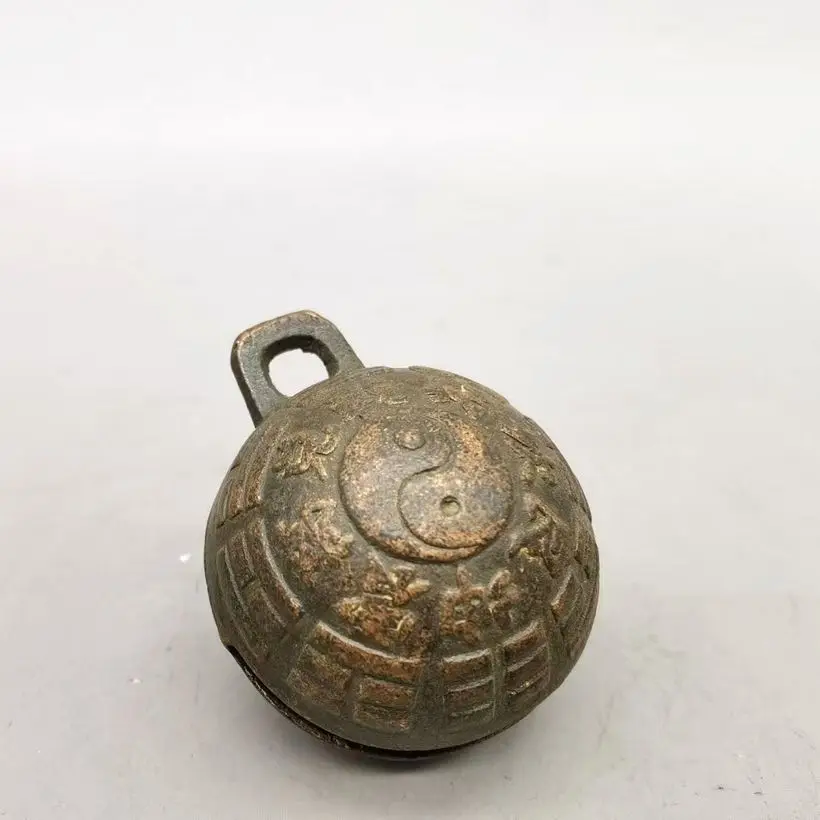 Antique Ancient Bells Pure Copper Small bell For War horse Accessories Magic Tai Chi diagram Decorations