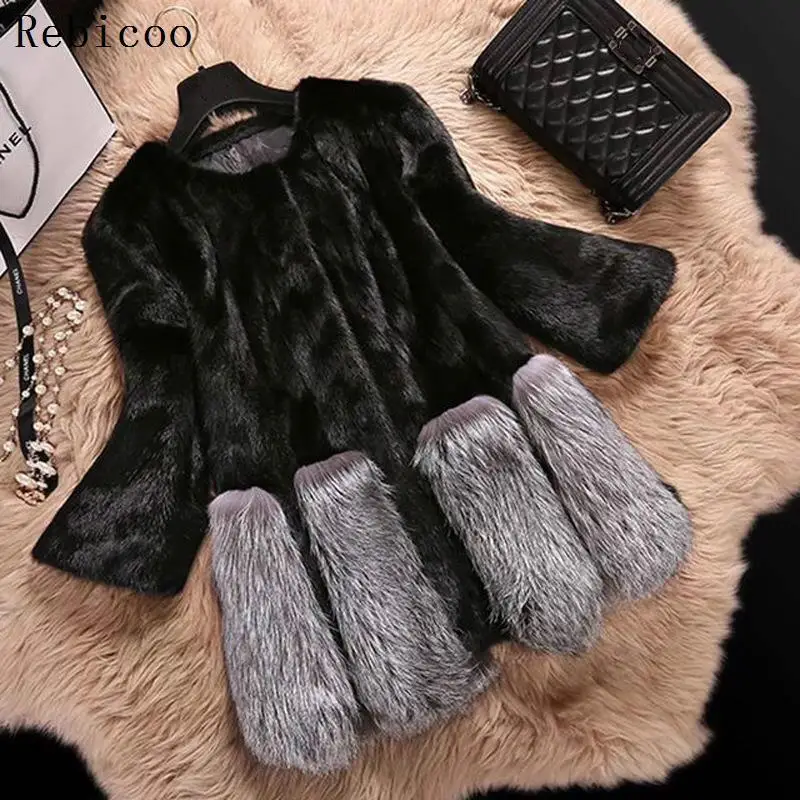 Mink Coats Women Winter Top Fashion white FAUX Fur Coat Elegant Thick Warm Outerwear Fake Fur Jacket Chaquetas Mujer