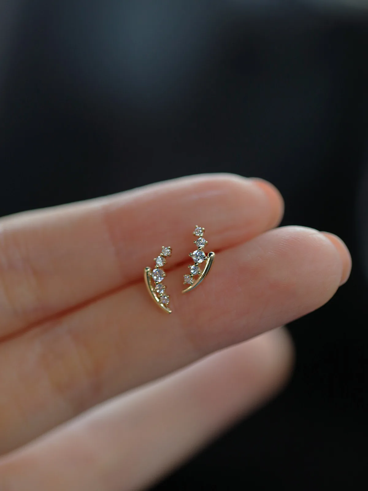 

Mini Gradient Gold Curved Shiny Zircon Wheat Stud Earring Cute Flower Earrings Fashion Jewelry