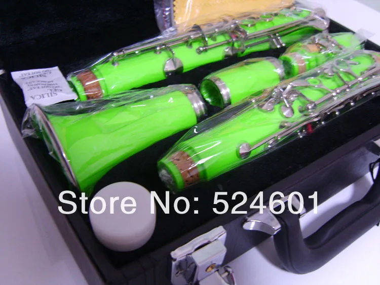 17 Key Bakelite Tube Clarinet Bb Tune Woodwinds Instrument B Flat Nickel Plated Surface Unique Green Clarinet