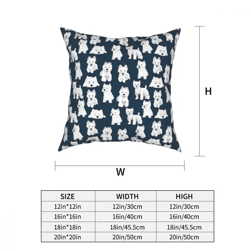 Westie Square Pillow Case Polyester Decorative Pillow West Highland Terrier Dog Cute Puppy 45*45cm Pillowcover Home Decor