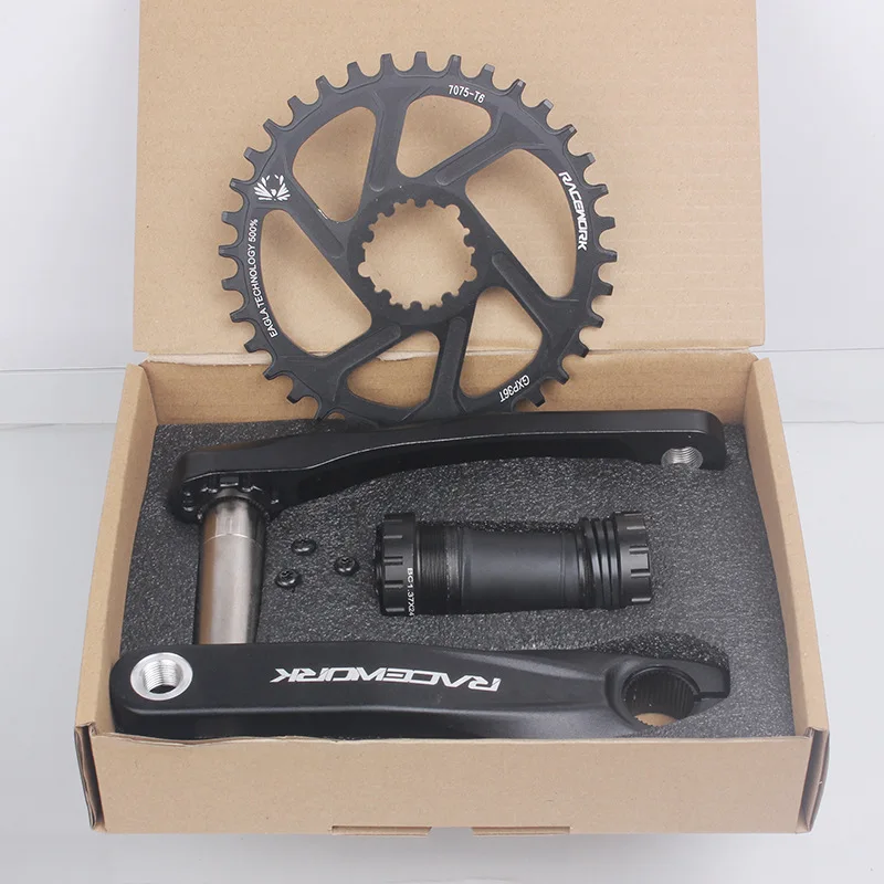 Mountain Bike Crank Aluminum Alloy Hollow Integrated Crankset RACEWORK XX1 GXP  Chainwheel Chainring Retrofit Single Disc