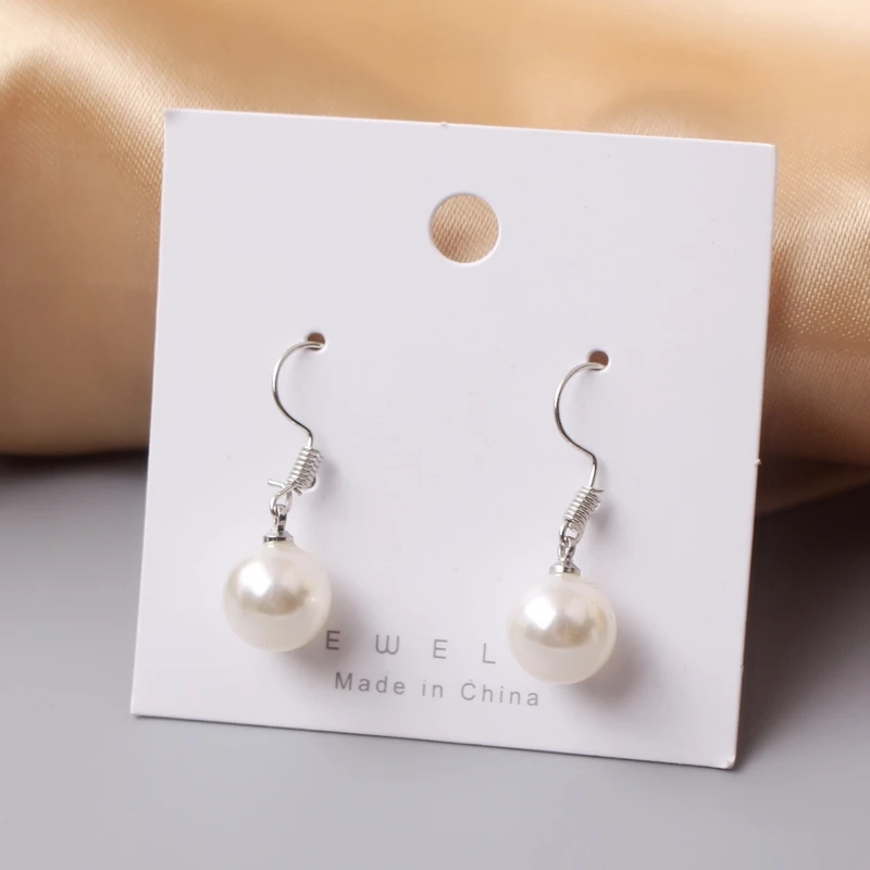 Simple White Imitation Pearls Ball Hook Earrings Eardrops Bridal Wedding Party Jewelry Wholesale Aretes de mujer серьги женские