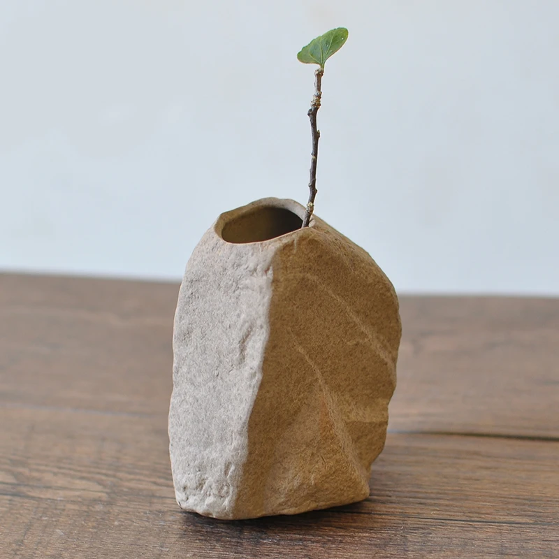 Stoneware Ceramic Small Vase, Mini Hydroponics Flower Pot, Creative, Cute, Garden, Balcony, Living Room, Home Decoration