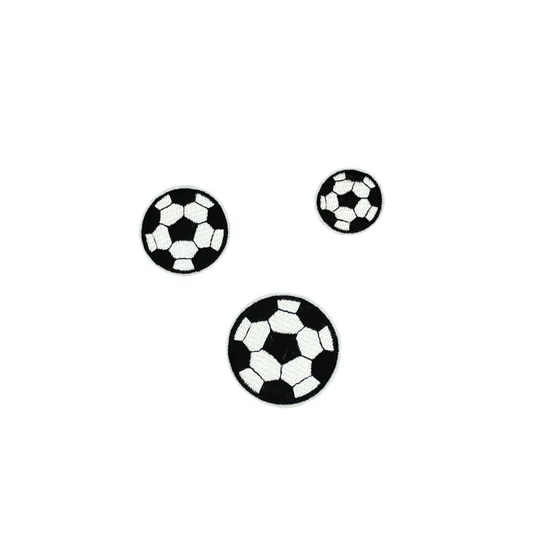 5pc S/M/L/XL Runde Stickerei Fußball Patches für Kleidung Eisen auf Jungen Kleidung T-shirt Jeans Aufkleber schwarz Applikationen Streifen – Detail 6