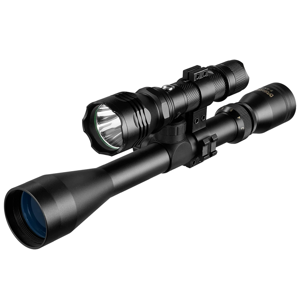 VOMZ 3-9X40 Scope with Flashlight Laser Rangefinder Reticle Hunting Deer Air Rifle Crossbow Mil Dot Reticle Riflescope Tactical