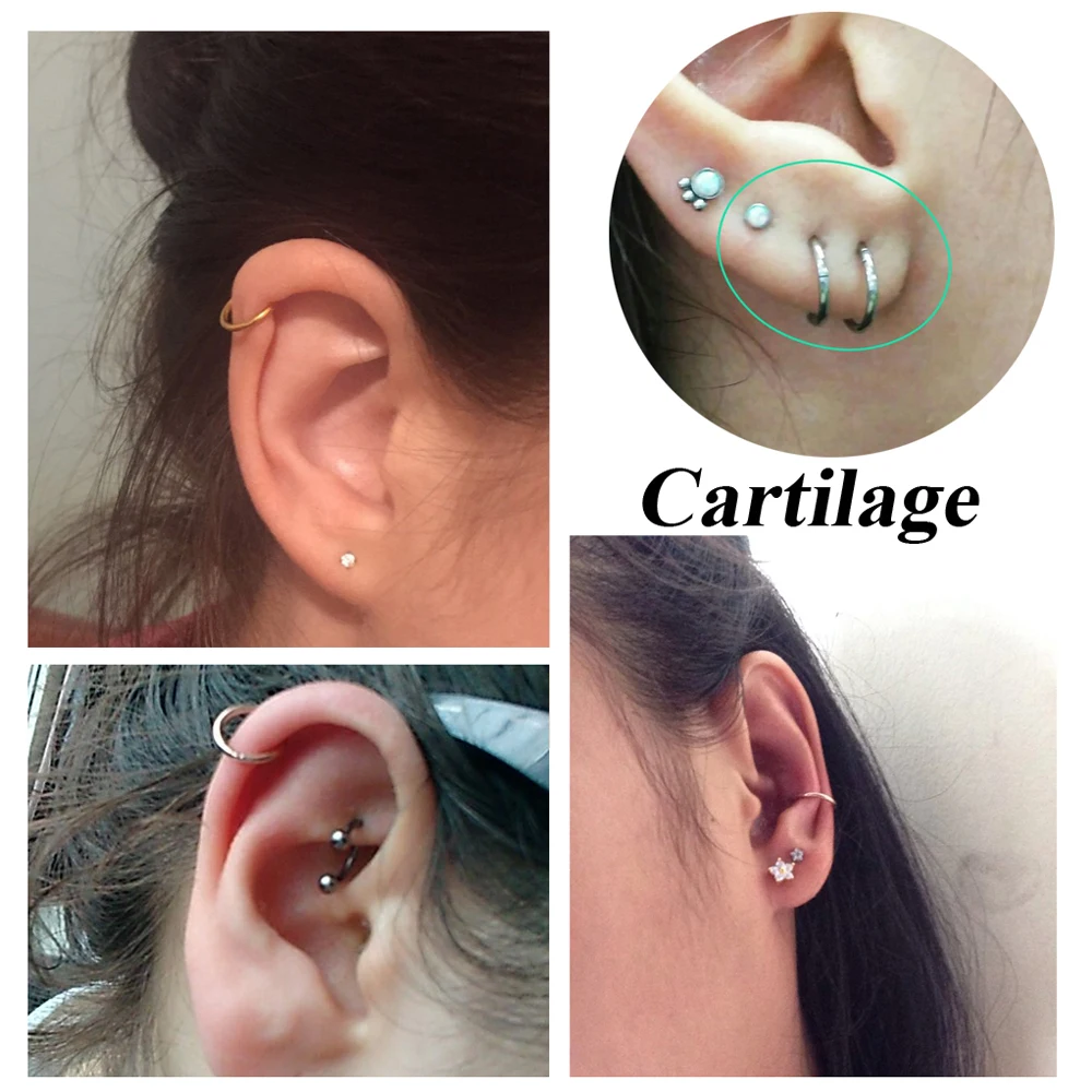 1 sztuka G23 18g i 16gTitanium segmentu otwierane pierścienie przegrody nosa Clicker Piercing nos wargi kolczyki Helix nos Piercing biżuteria do