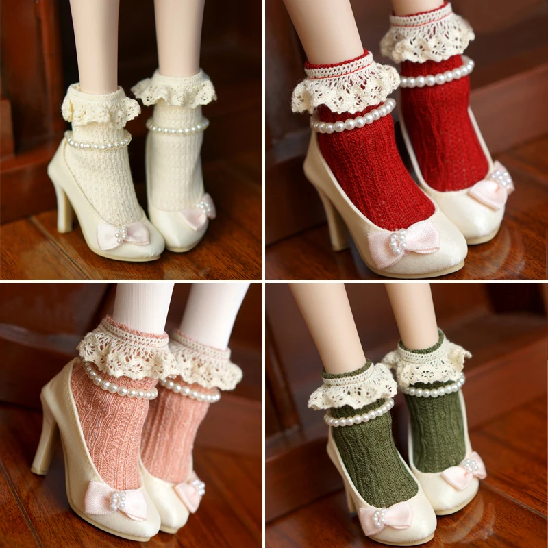 

D03-P457 children toy BJD DD SD MSD 1/6 1/4 1/3 doll's Accessoriess colorful Lace socks 1pair