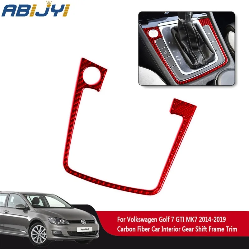 

For VW Golf 7 GTI MK7 2014-2019 Car Accessories Interior Carbon Fiber Red Stickers Gear Panel Frame One-click Start