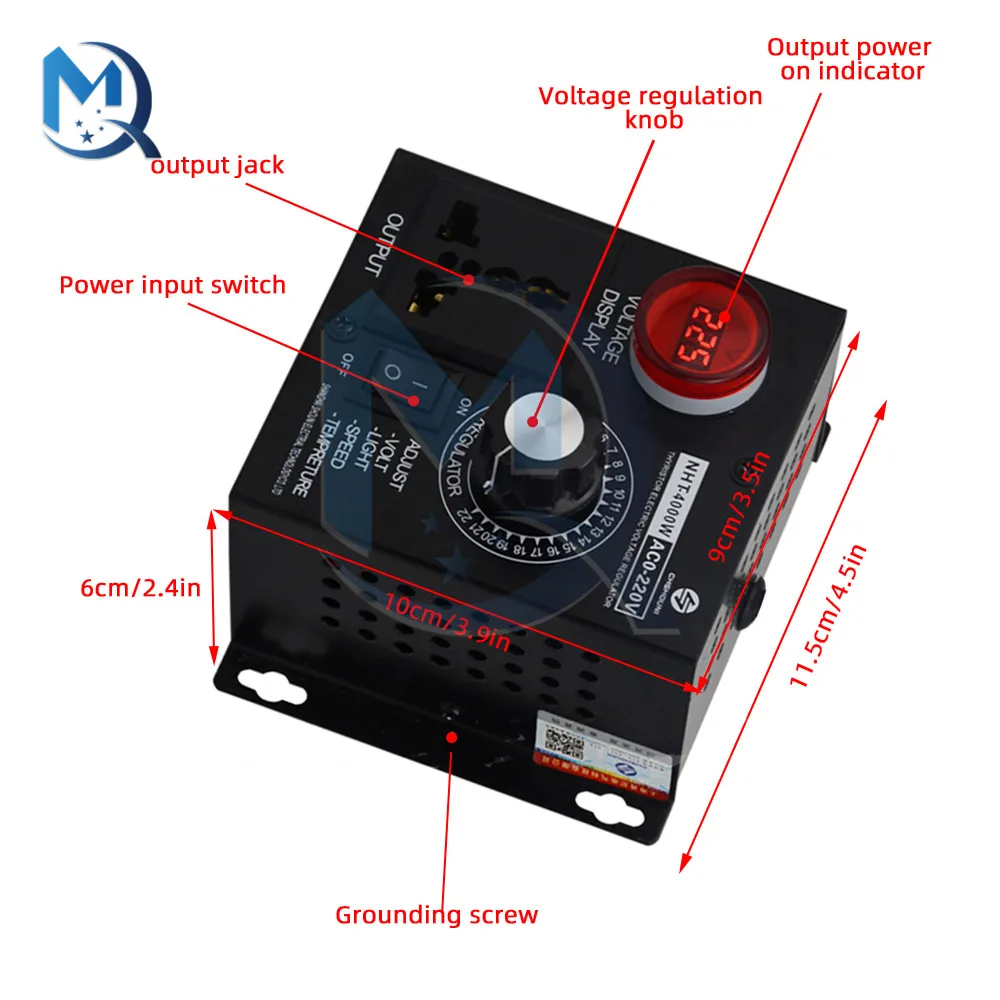 Motor Speed Controller AC110-220V 4000W Voltage Regulator Portable Temperature Speed Adjustable Voltage Controller