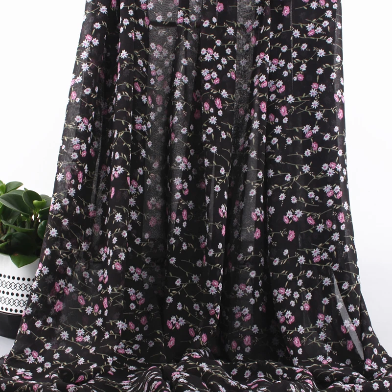Little Daisy French Floral Chiffon Drape Fabric Liberty Chiffon for Sewing DIY Dress By The Meter