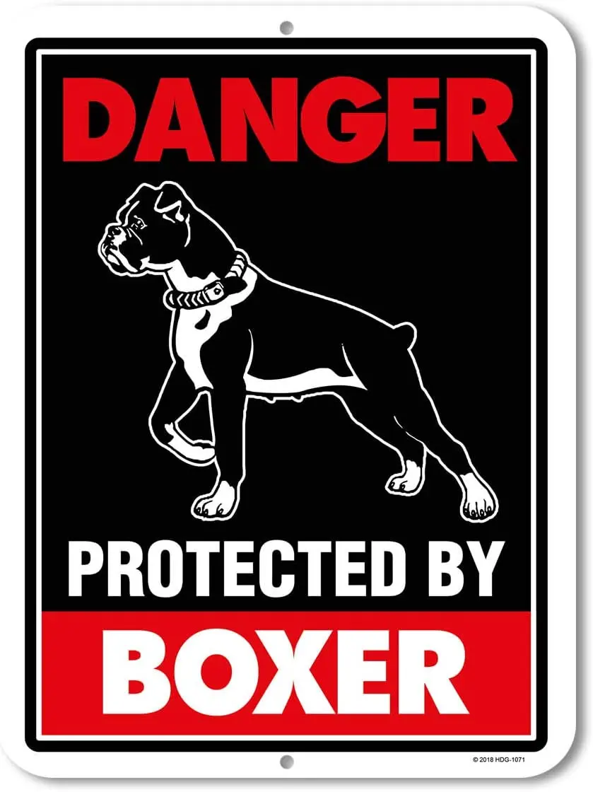 Honey Dew Gifts Beware of Dog Sign Danger Protected by Boxer  Beware of Dog Warning Metal Aluminum Sign