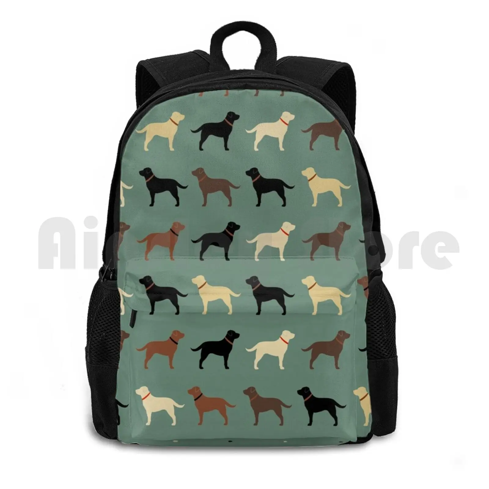 

Labrador Retriever Dog Silhouettes Pattern With Chocolate , Yellow , Red And Black Labs Outdoor Hiking Backpack Waterproof