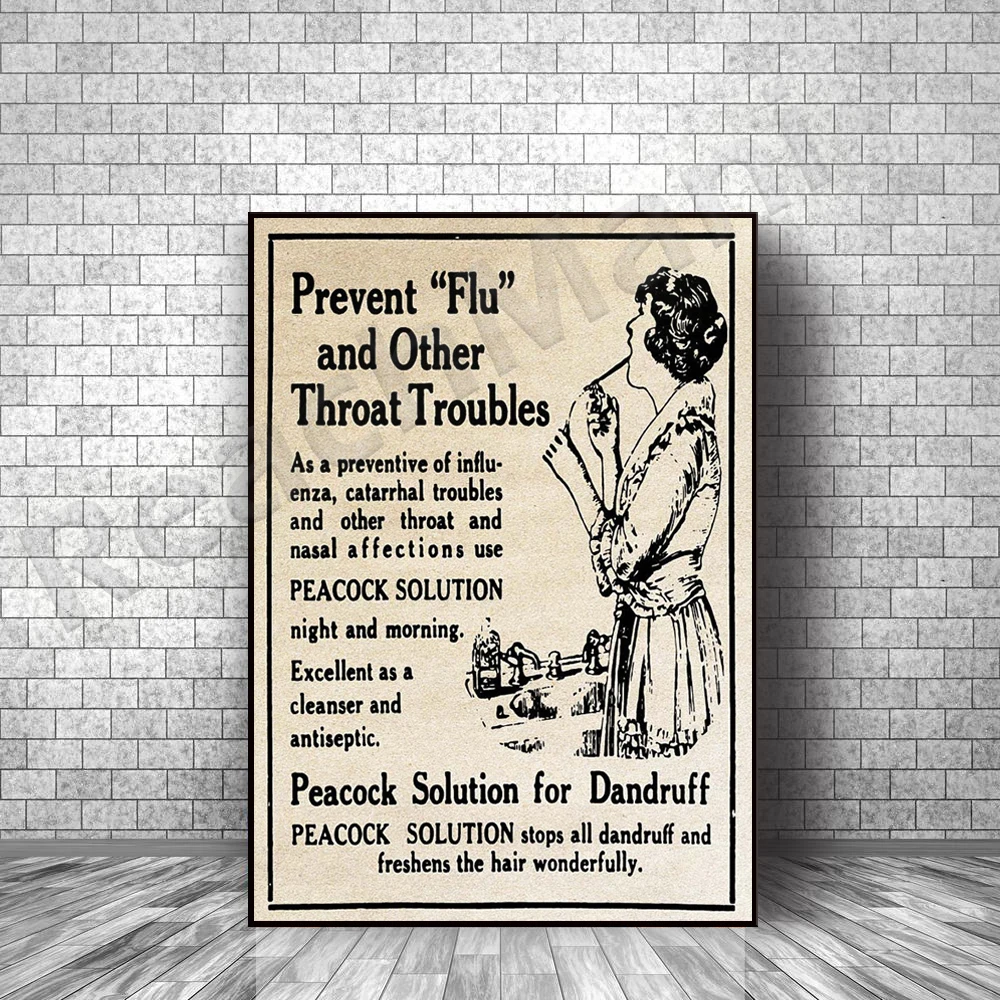 Influenza poster | 1920s, historical art posters, medical prints, art decorations for doctors gifts