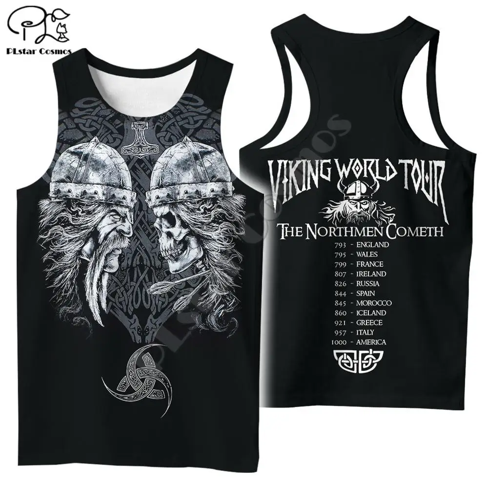 NewFashion Mythical Tattoo Warrior Valhalla God Odin Symbol Retro 3DPrint Summer Harajuku Casual Funny Vest Sleeveless TankTop B