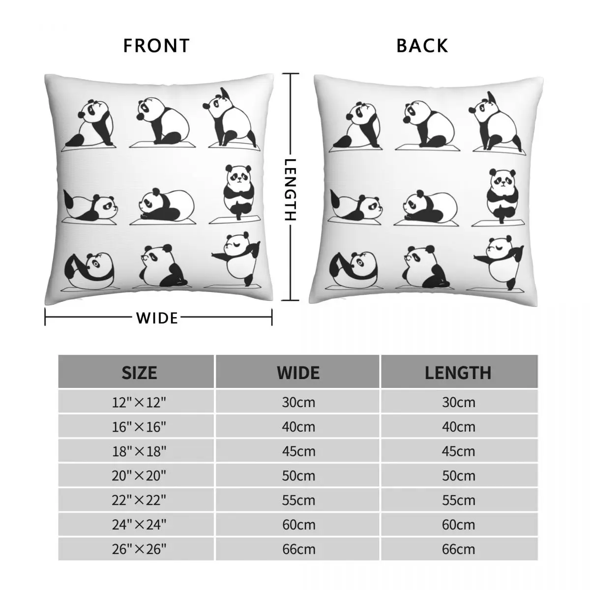 Panda Yoga Pillowcase Polyester Linen Velvet Creative Zip Decor Pillow Case Car Cushion Cover