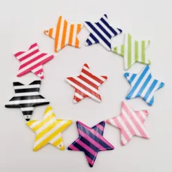 35*35mm 6pcs Flat back resin Stripe stars charms very cute keychain pendant necklace pendant for DIY decoration
