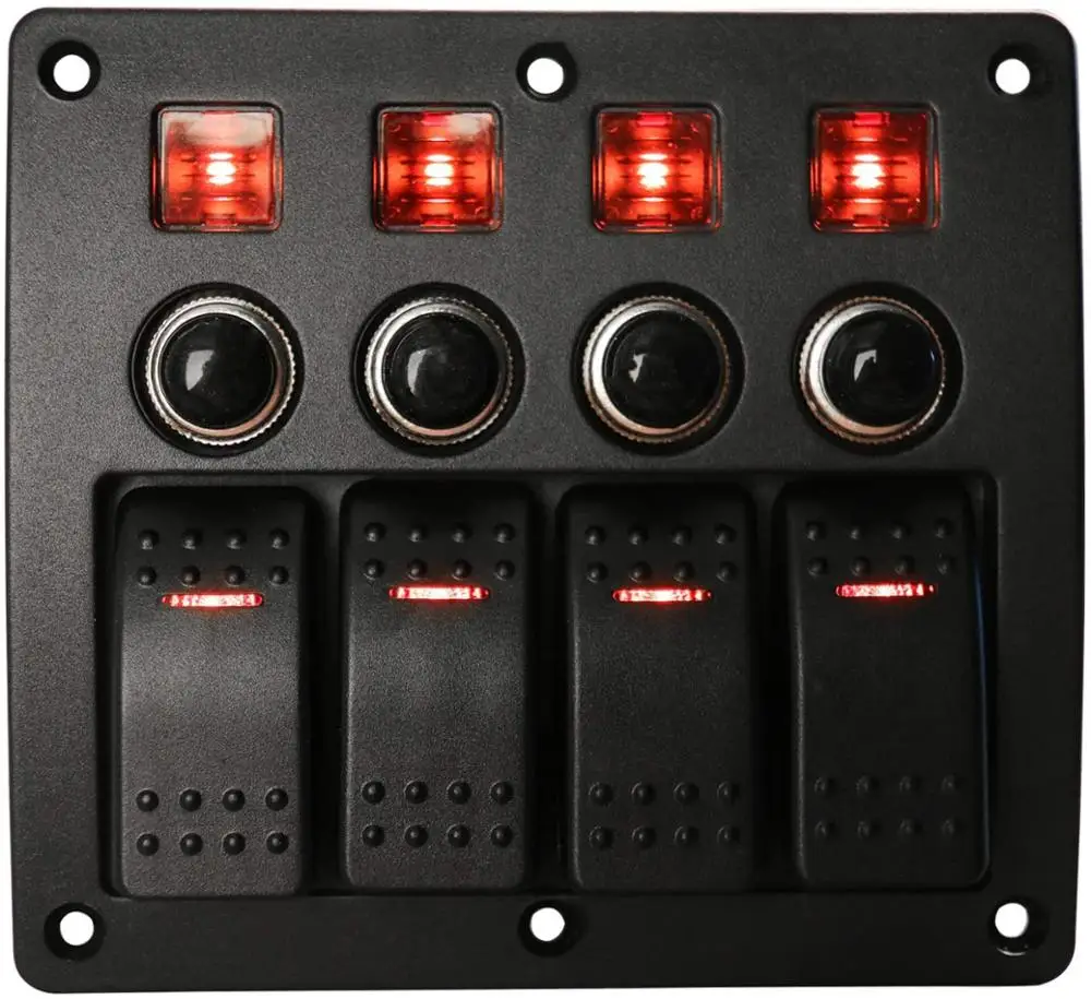 

ELING Car Universal ON/OFF 4 Gang Switch Panel Toggle Switch Air Switch Single Light DC 12/24V