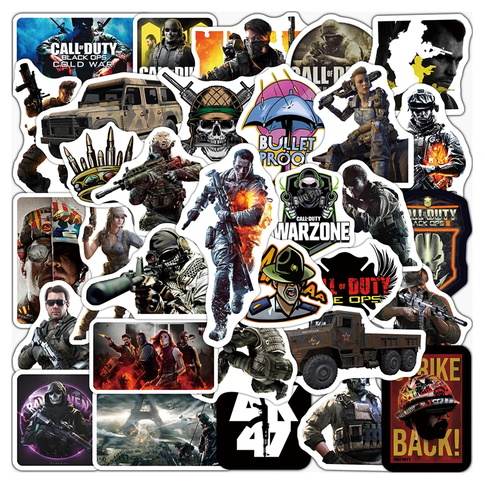 10/30/50PCS Cool Game Call of Duty Stickers Decals Car Travel Luggage Guitar Fridge Laptop DIY Graffiti Funny Sticker Kid Toys