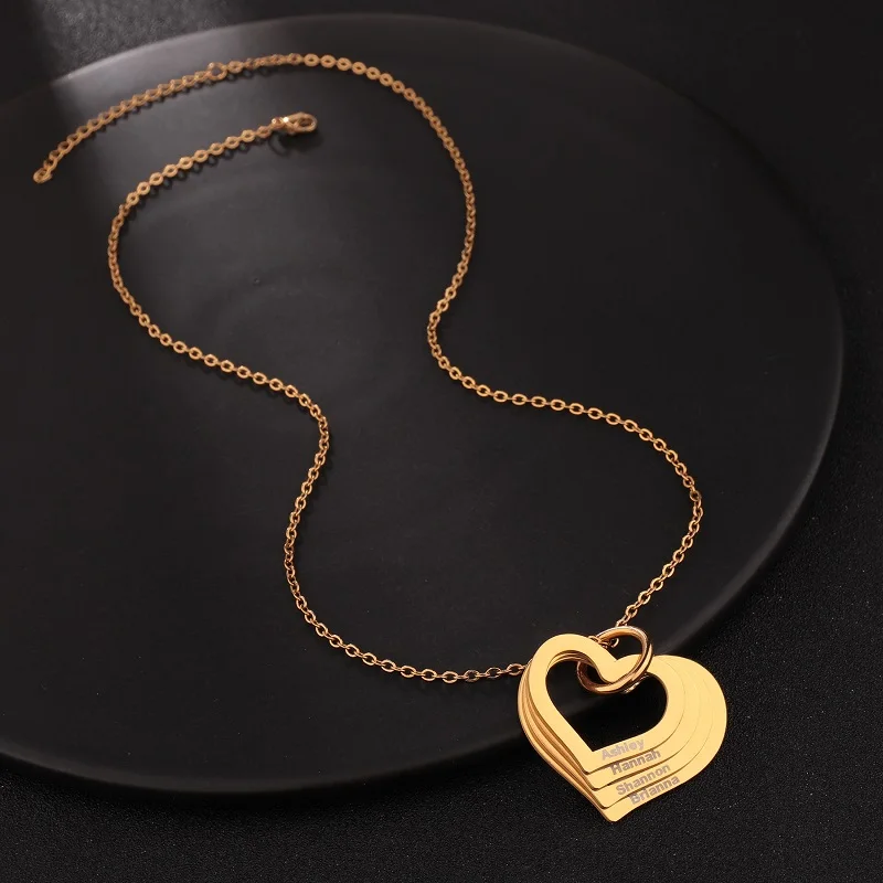 365 مخصص قلوب قلادة الإسورة مجموعة مجوهرات شخصية الفولاذ المقاوم للصدأ نقش أسماء النساء إكسسوارات فتيات هدايا عيد الميلاد #6