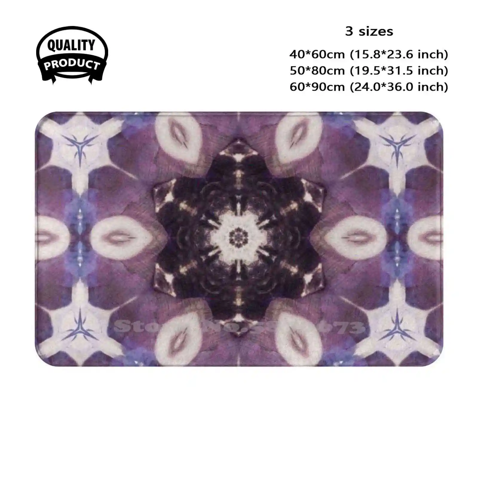 Rorschach 3 Soft Cushion Home Carpet Door Mat Car Rug Geometric Pattern Blot Rorschach Symmetry Circle Hexagon Pink Purple