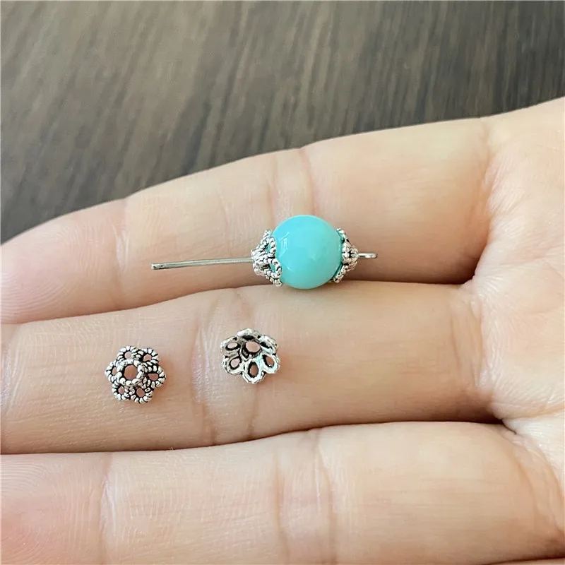 

Flower spacer bead cap torus metal connector for jewelry making alloy ancient silver DIY handmade accessories material
