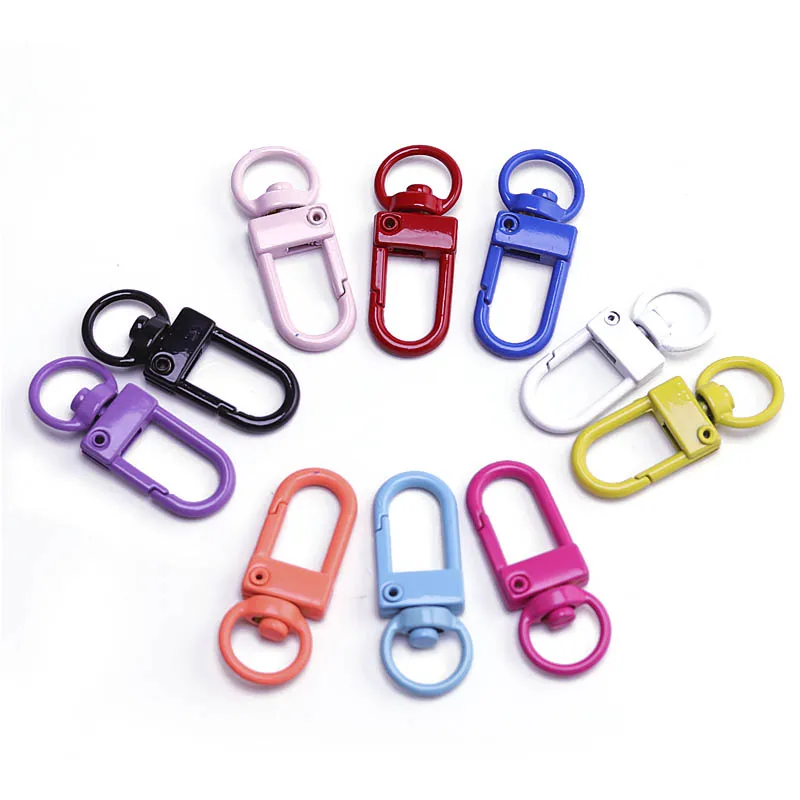 10pcs Color Spray Paint Baking Keychain Key Ring Spring Buckle 8 Word Buckle Shrimp Buckle Bag Buckle Jewelry Accessories