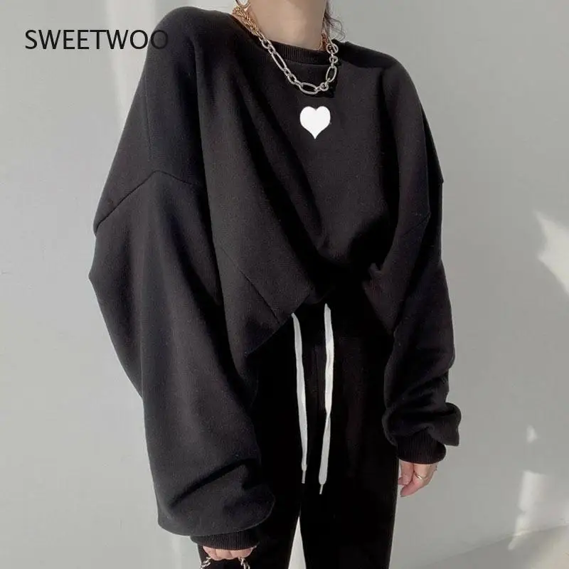 Women Casual Clothing Set Fashion Harajuku Pullover Crop Top Hoodie Long Sports Sweatshirts and Pants Female Sweatshirt Suit