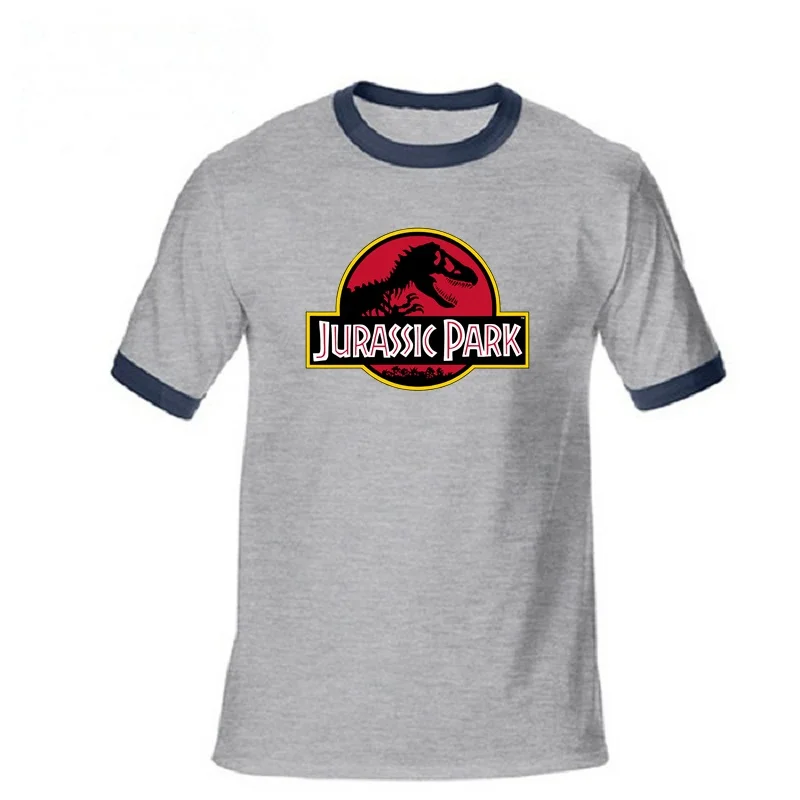 men tops JURASSIC PARK T-shirts gyms Workout mens Tshirt beach surfing t shirt Dinosaur World Graphic youth hipster topshirts