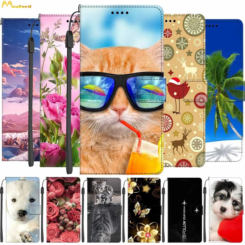 Leather Cases For Vivo V23E 5G Cover Luxury Wallet Cute Cats Bags For Vivo X80 Lite 5G Flip Case X80Lite Credit Card Holder Capa